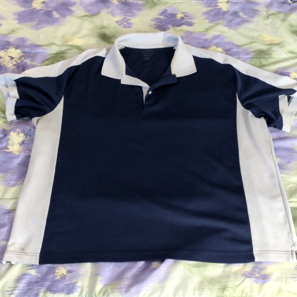 Men's blue and white Chaps 2XL golf shirt